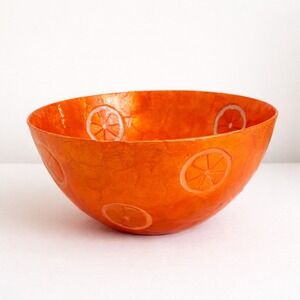 Zodax Orange Capiz Shell Citrus Bowl Tropical Coastal Decorative 12"